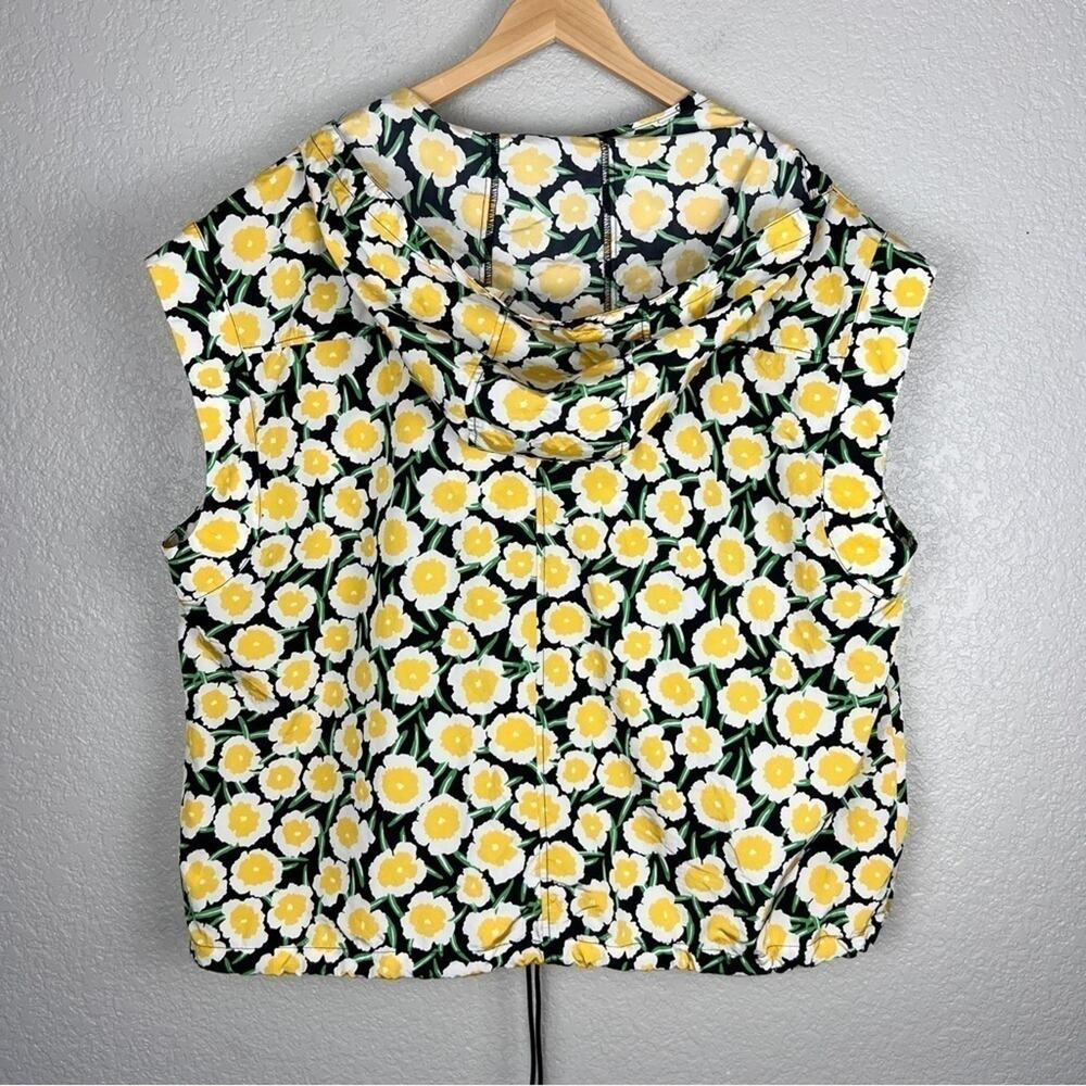 DVF Packable Yellow Poppy NWT Hooded Vest XXL Floral Short Sleeve Hood Dopamine - Picture 8 of 16